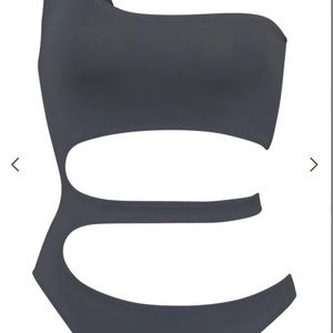 SWIM ONE SHOULDER MONOKINI | GUNMETAL